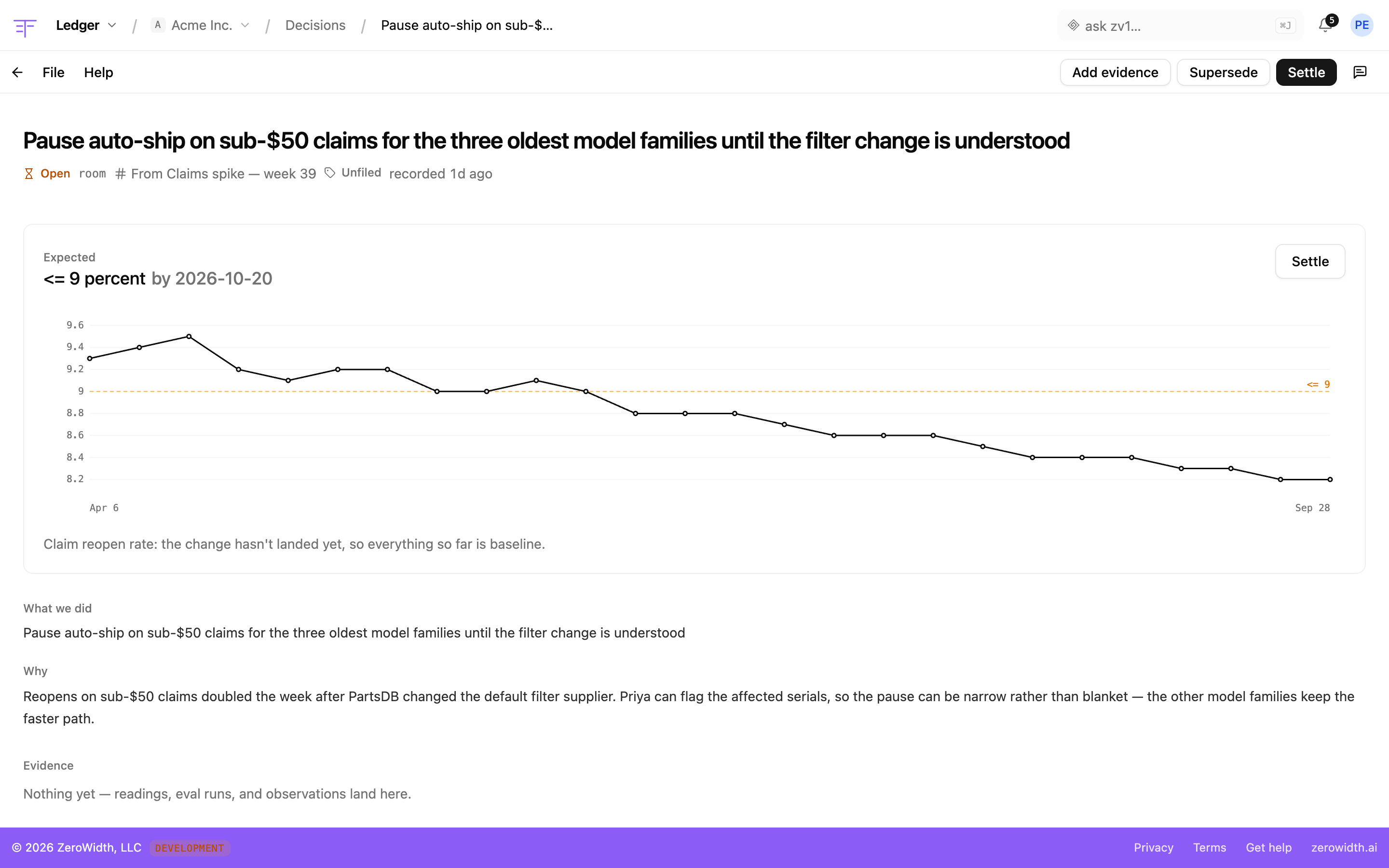Chat: Record what you decided in Ledger, with what you expect it to change