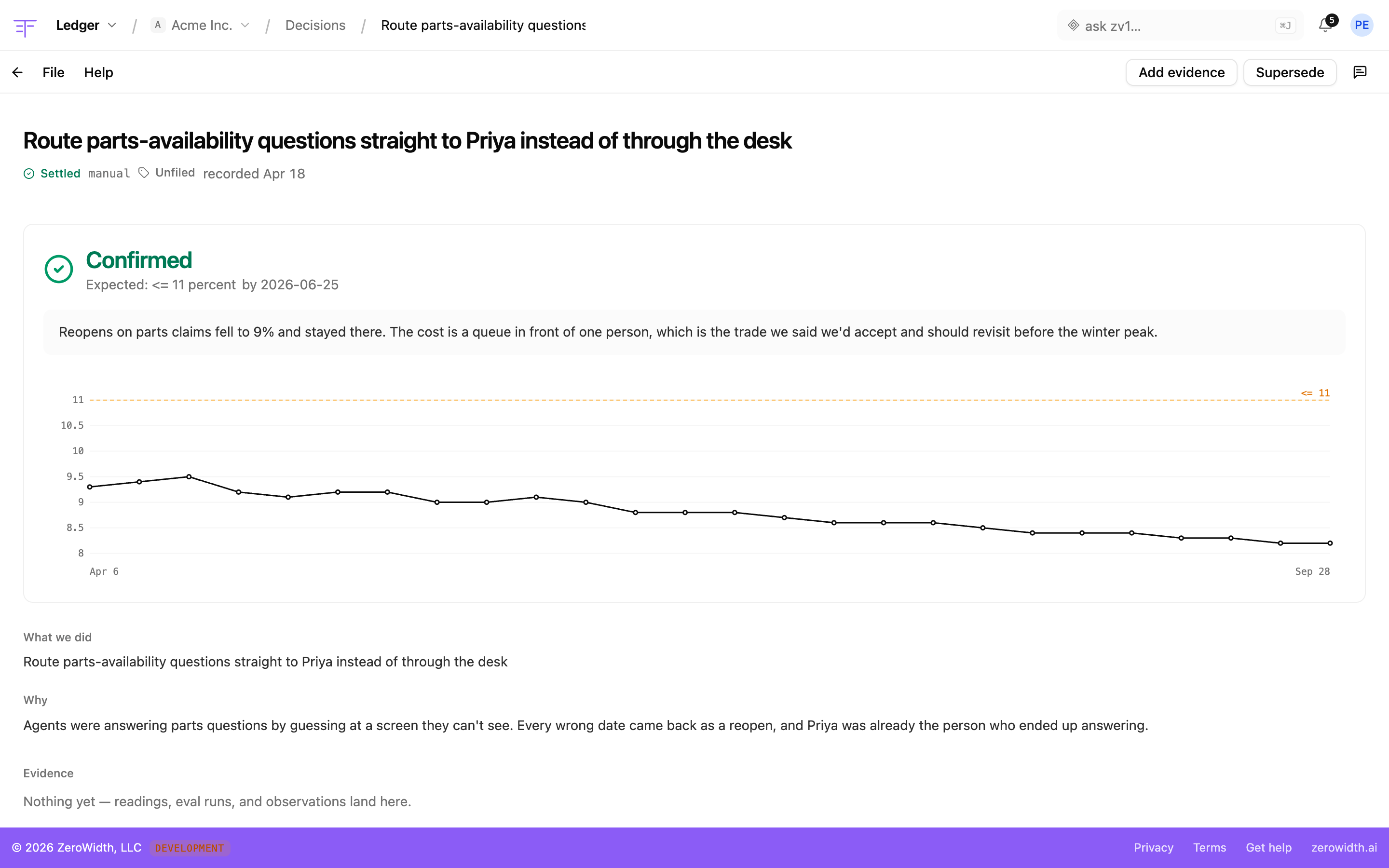 Ledger: Mark what actually happened when the results come in