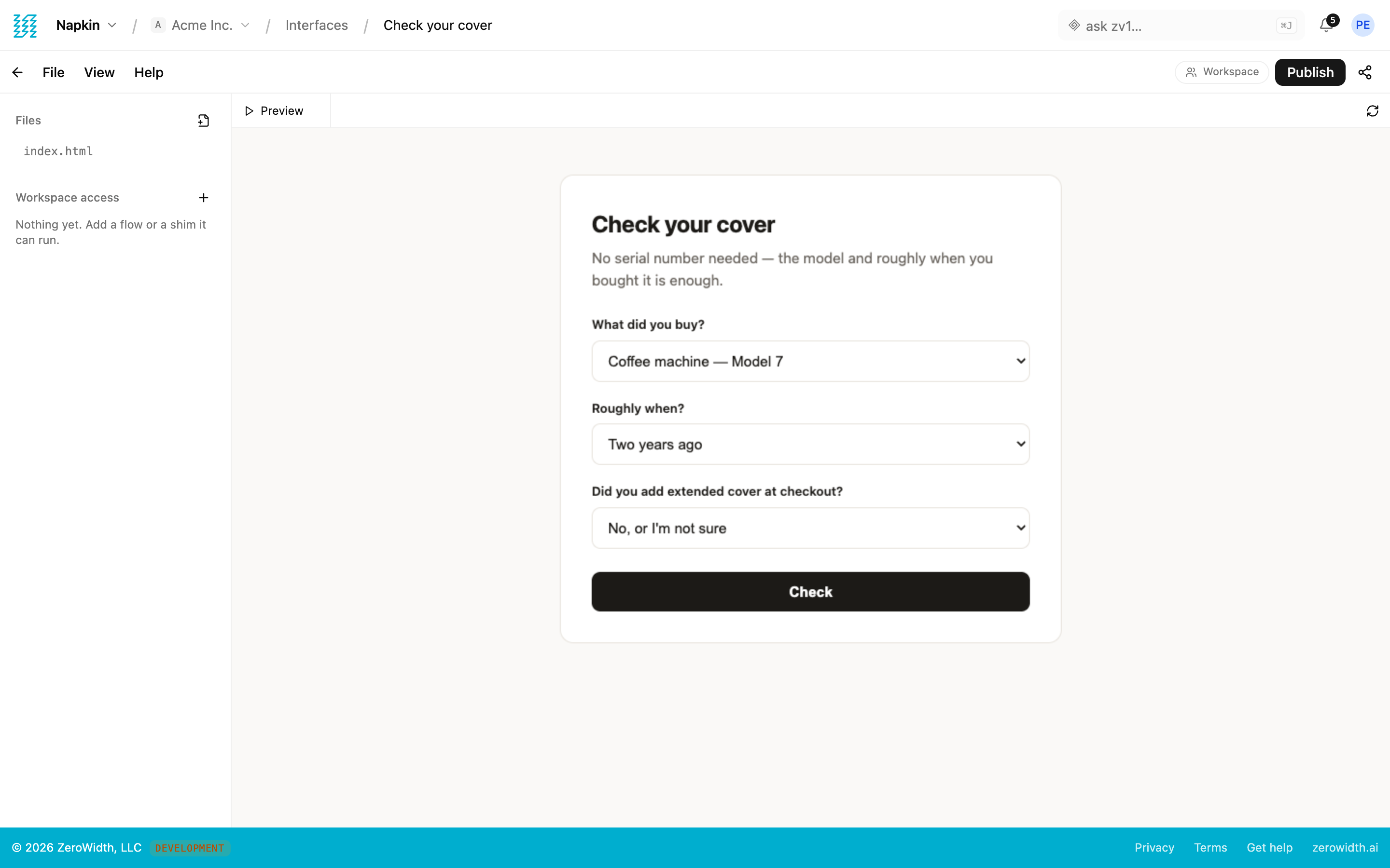 Napkin: Turn the thing you're describing into something people can click