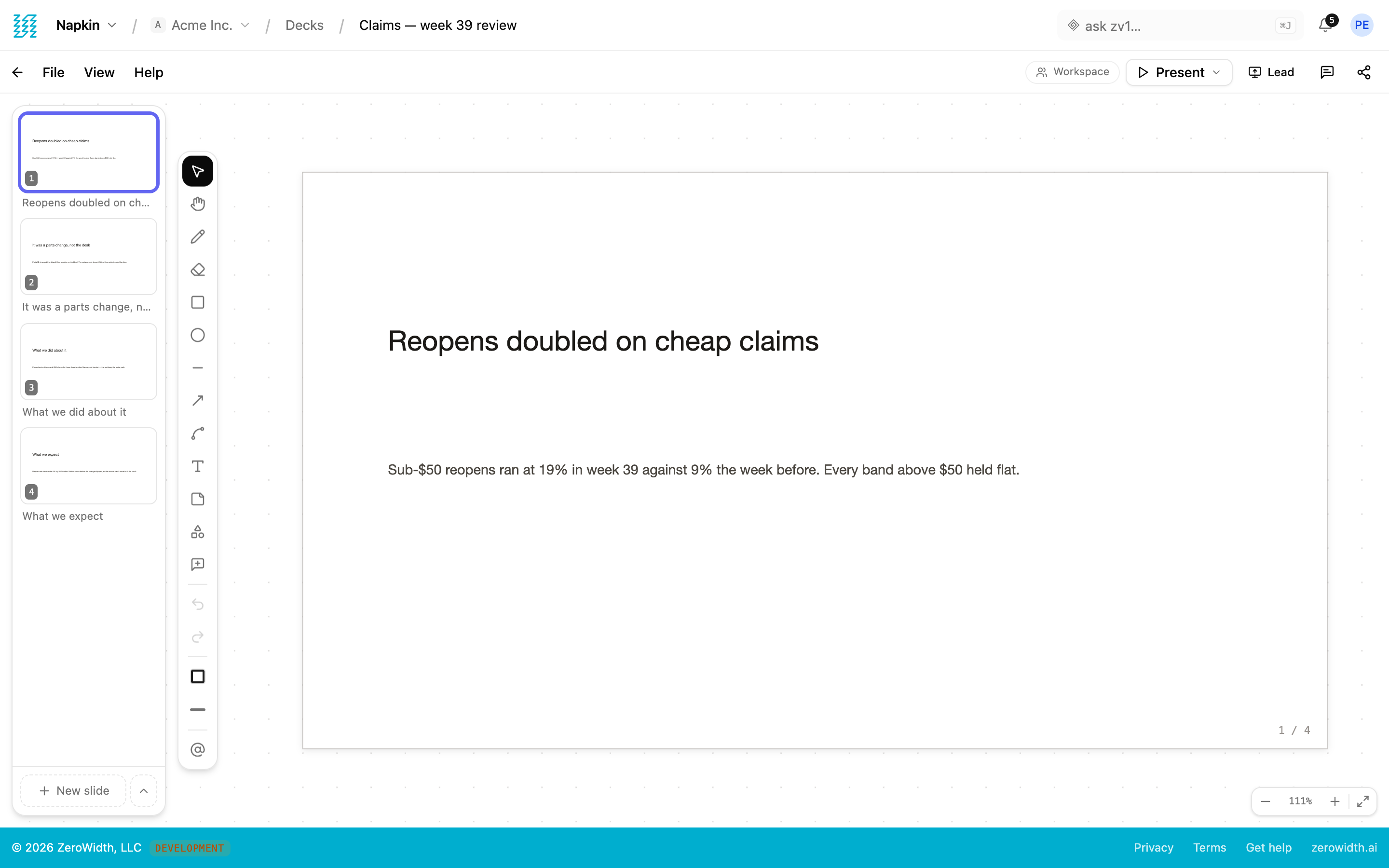 Napkin: Present your sketch as a deck without rebuilding it as slides
